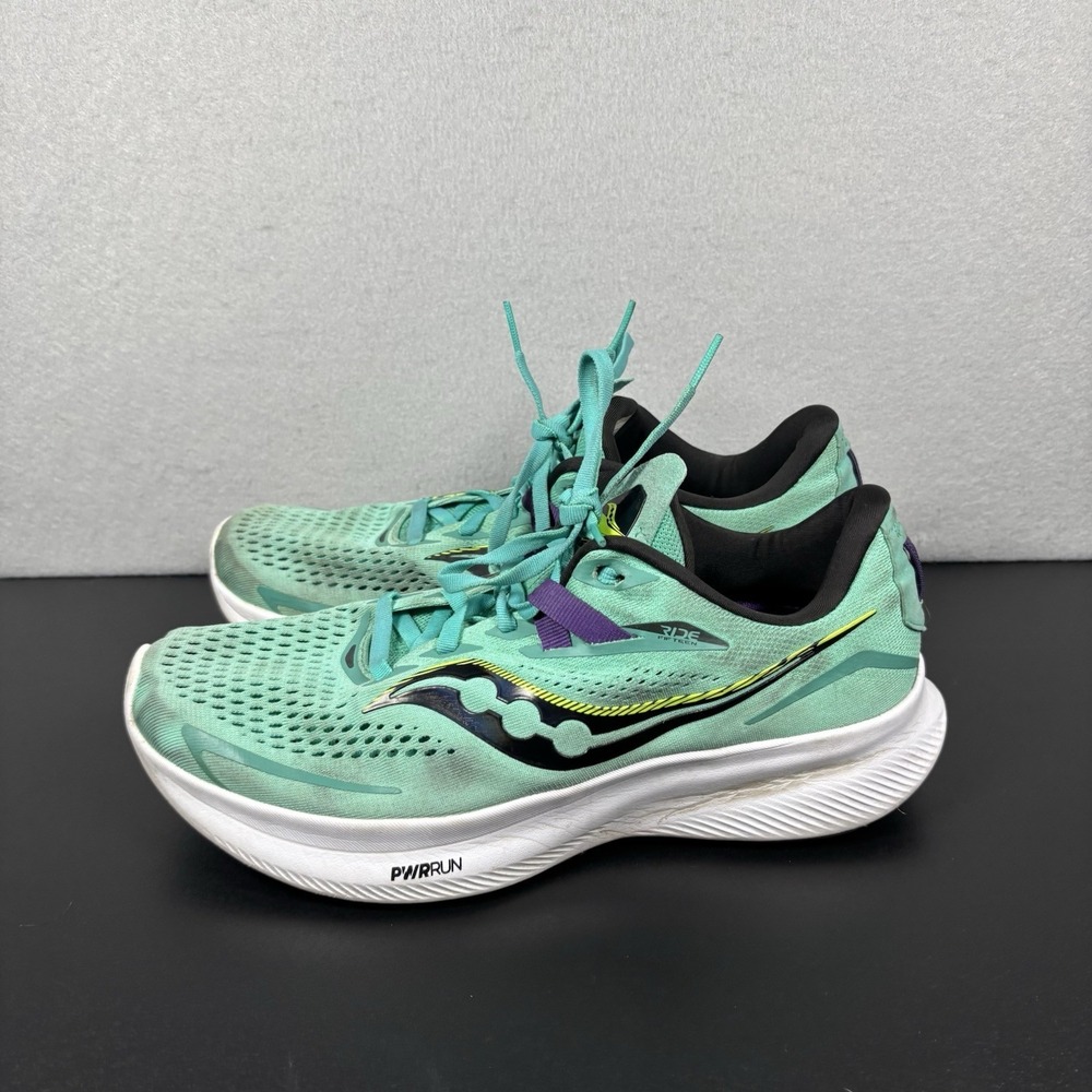 Saucony Ride 15 Women's Running Shoes Cool Mint Acid Size 9.5 W Wide Sneakers